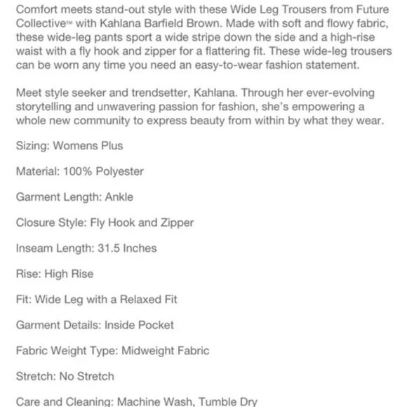 Future Collective High Rise Wide Leg Ivory Trousers W/Black Side Stripe NWT 4X - Picture 4 of 15